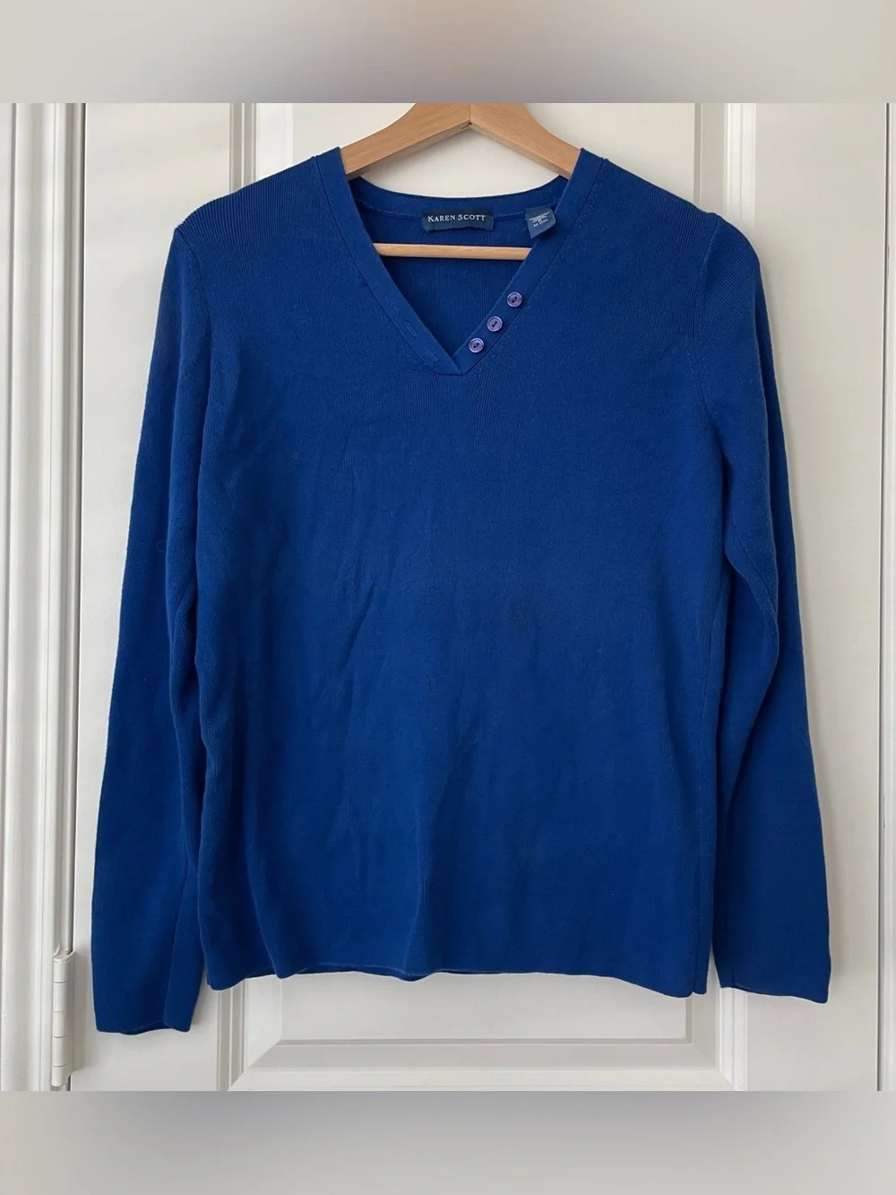 Karen Scott Royal Blue V-Neck Pullover Sweater